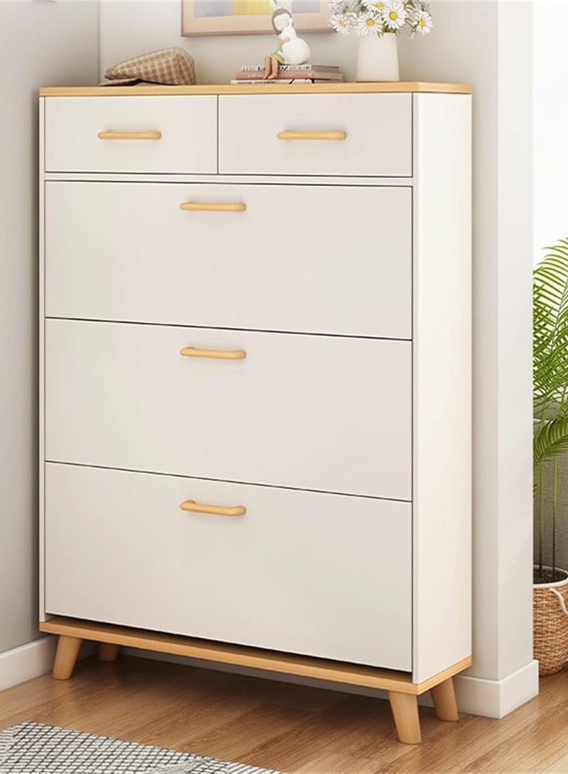 DubaiGallery Modern Luxury Hallway Closet, Stylish Simple Balcony Shoes and Slippers Rack, Wooden White - Image 1