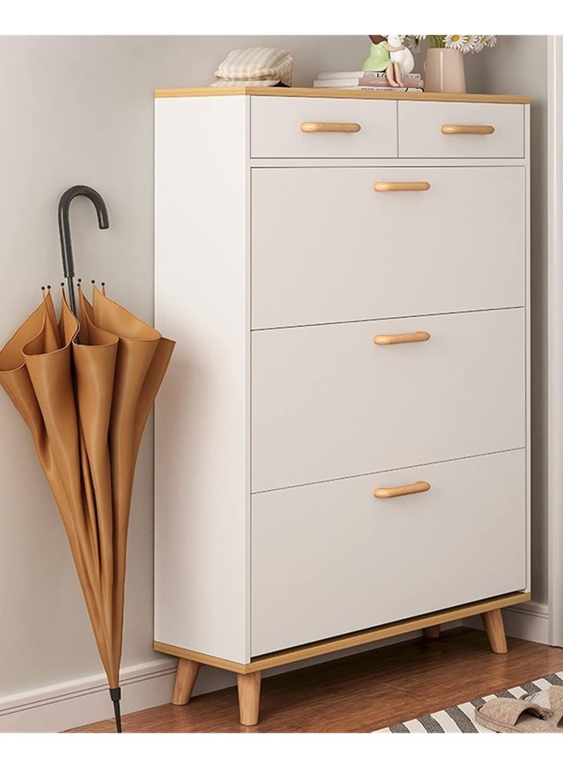 DubaiGallery Modern Luxury Hallway Closet, Stylish Simple Balcony Shoes and Slippers Rack, Wooden White - Image 2