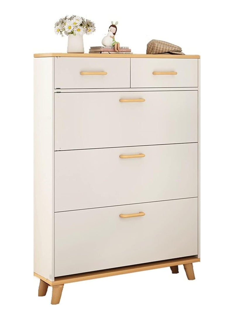 DubaiGallery Modern Luxury Hallway Closet, Stylish Simple Balcony Shoes and Slippers Rack, Wooden White - Image 4