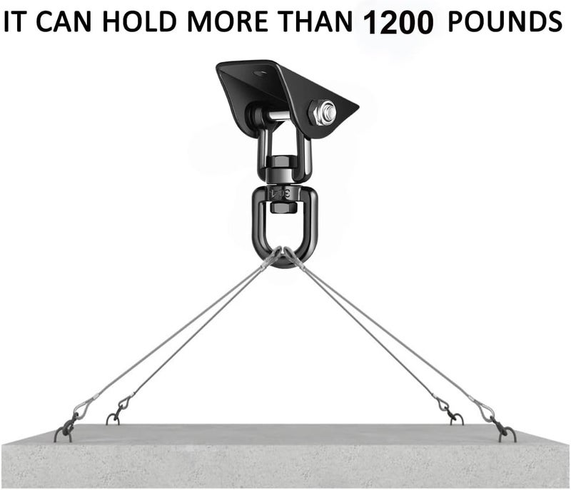 Velomill Porch Swing Hanging Kit, 360°Rotating 1600 lb Capacity Hanger for Porch Swing, Hammocks, Swing Chair, Yoga (2 Pack) - Image 4