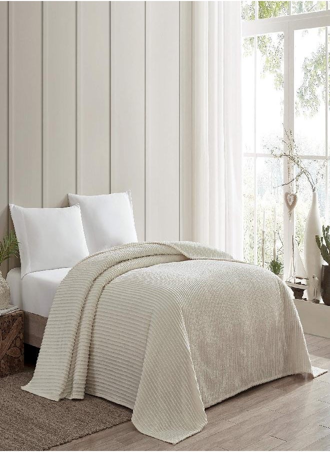 Beatrice Home Fashions - Beatrice Home Fashions Channel Chenille Bedspread, King, Ivory - Image 1