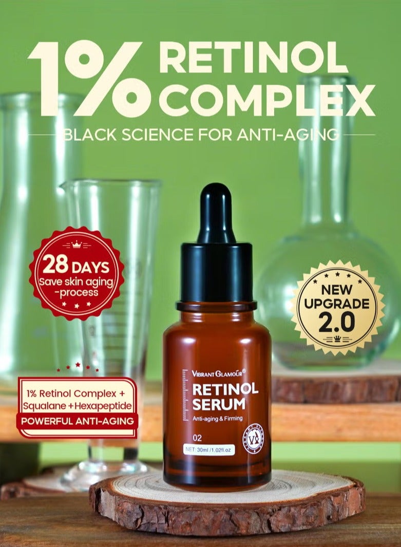 Vibrant Glamour Retinol Face Serum Anti-Aging Firming Moisturizing Fade Fine Lines Deep Care Essence 30Ml - Image 2