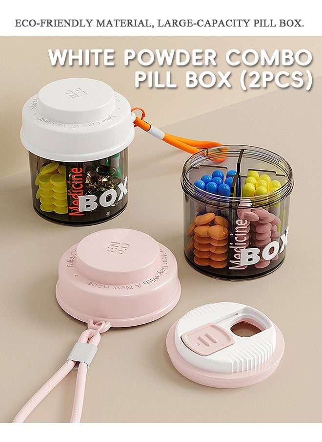 Beyond 2 Pcs Pill Cases Pill Organizer, Portable Travel Storage Medicine Box for Vitamins Fish Oils and a Variety of Pills Fits in Purse Pocket (White+Pink)  - Image 1