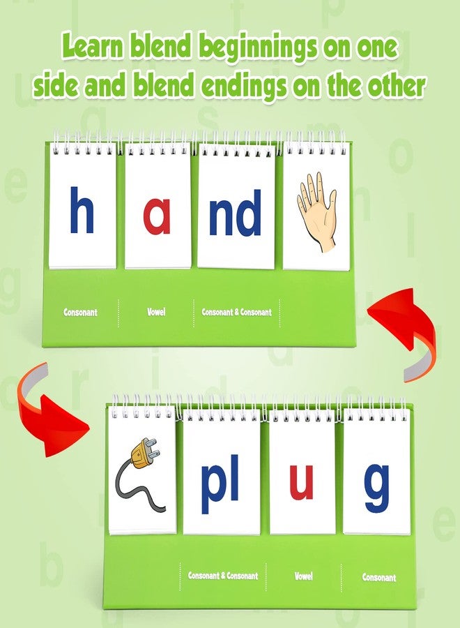 Aizweb CVCC & CCVC Word Builder,Phonics Games Flash Card for Preschool Kindergarten Classroom,Special Education Reading Manipulative Spelling Toy for Learning Activity Teacher School Supplies - Image 4