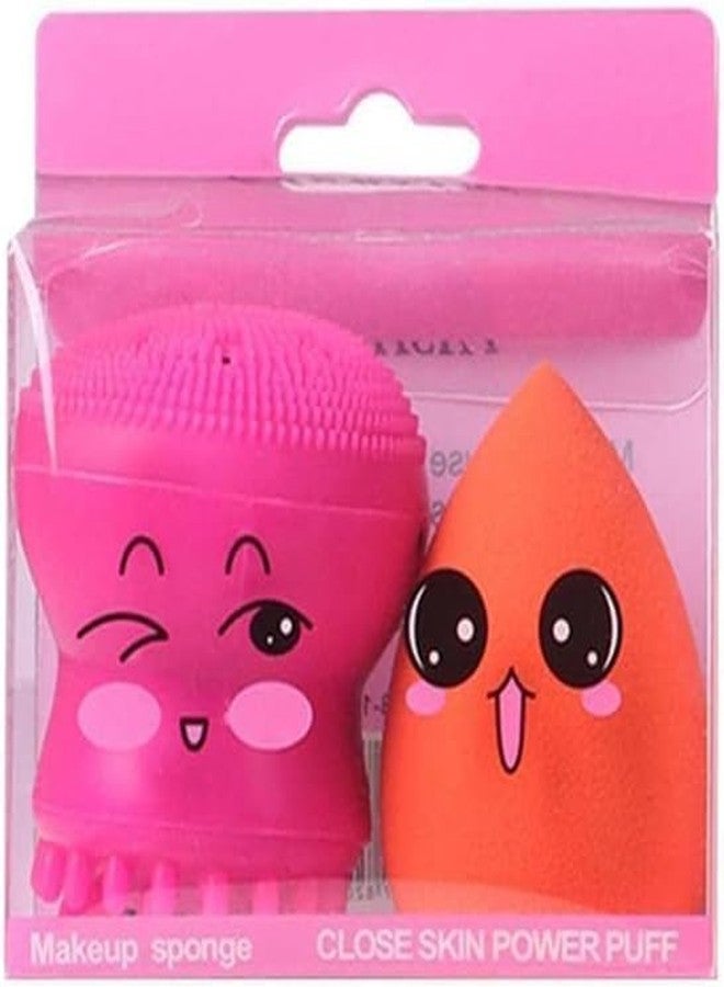 Ruby Face Rubyface Octopus Silicone Facial Cleansing Brush 1 Pcs, Makeup Sponge 1 Pcs,Facial Scrubber for Deep Cleaning,Exfoliating,Makeup Remover,Massage Multicolour - Image 1