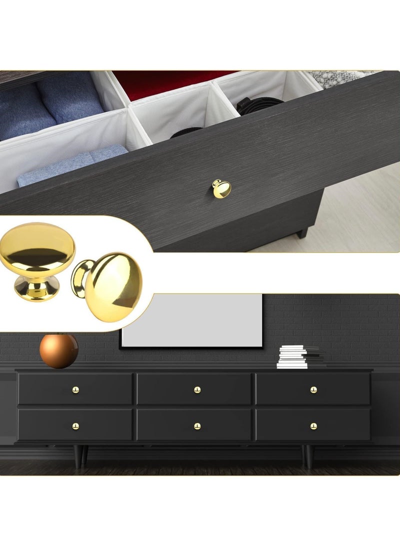 RTYY - 6 Pack Gold Cabinet Knobs, Gold Aluminum Alloy Dresser Knobs Drawer Pulls and Knobs Furniture Hardware Modern Round Knobs Gold Knobs Kitchen Cabinet Door Knob for Drawer, Cupboard, Wardrobe and Furniture Decoration(25mm) - Image 1