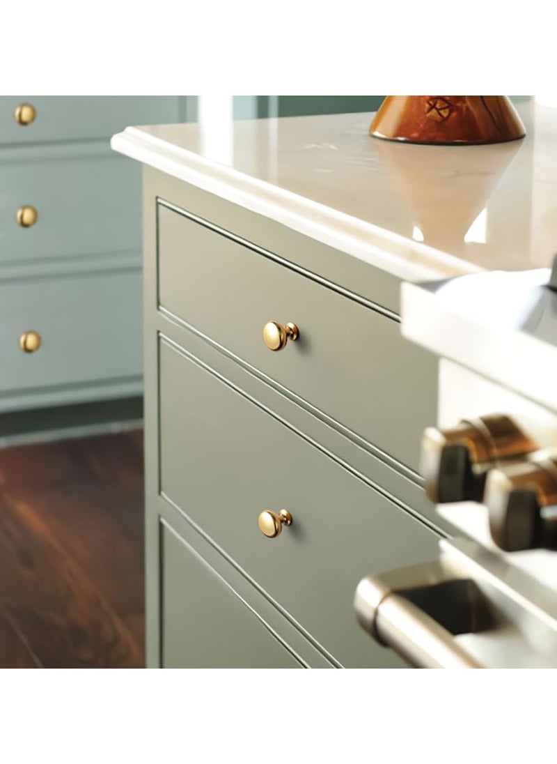 RTYY - 6 Pack Gold Cabinet Knobs, Gold Aluminum Alloy Dresser Knobs Drawer Pulls and Knobs Furniture Hardware Modern Round Knobs Gold Knobs Kitchen Cabinet Door Knob for Drawer, Cupboard, Wardrobe and Furniture Decoration(25mm) - Image 1