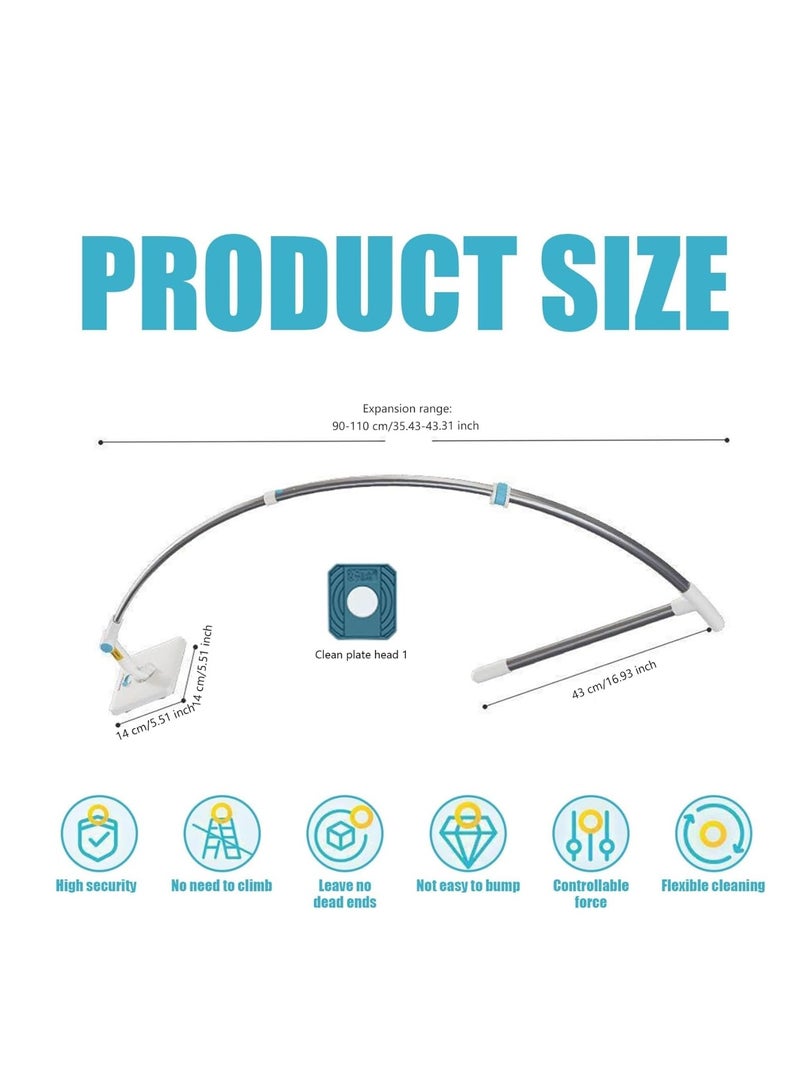ARGT أداة تنظيف النوافذ الخارجية 2 في 1، ممسحة قابلة للتمديد برأس دوار 360°، وسادة تنظيف قابلة للإزالة، طول قابل للتعديل، تنظيف خالي من الخطوط للنوافذ المنزلية والمكتبية - Image 5
