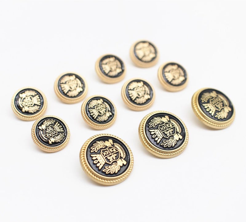 MebuZip 14 Pieces Black Gold Metal Blazer Button Set 15mm 20mm for Blazers, Suits, Sport Coats, Uniform, Jackets (MBM22) - Image 3
