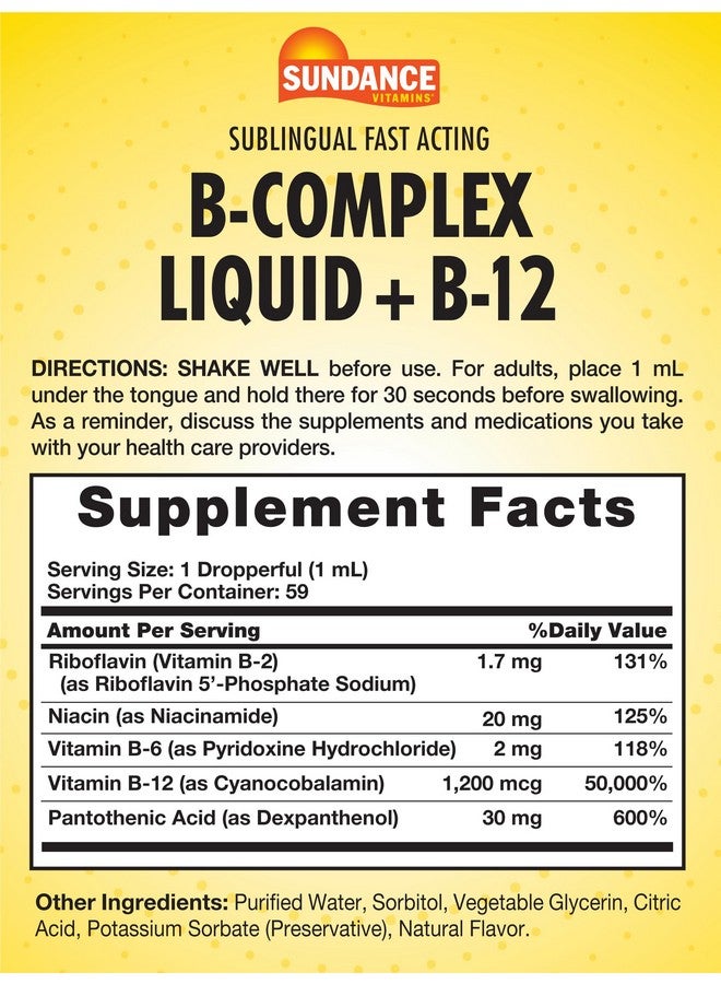 Sundance Sublingual Vitamin B Complex | 2 Fluid Ounces | with B-12 | Berry Flavor | Vegetarian, Non-GMO, and Gluten Free Supplement - Image 2