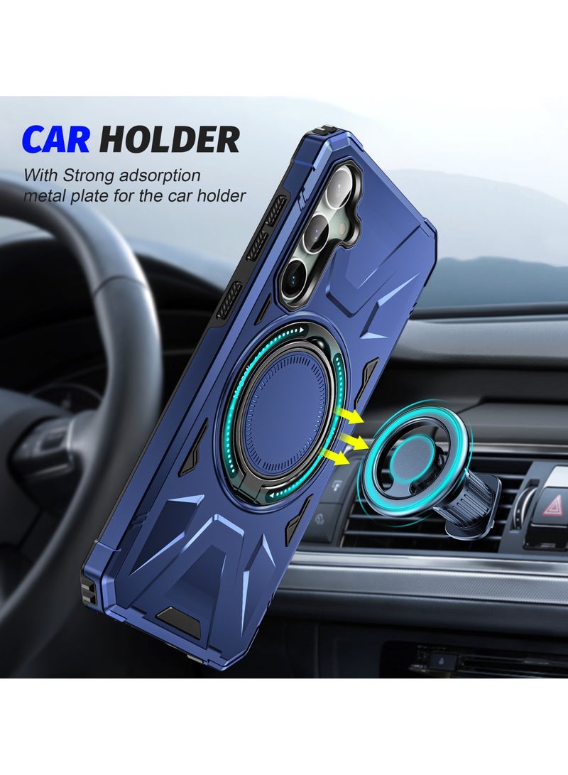 GOLDEN MASK GOLDEN MASK For Samsung Galaxy A34 Case Mag-Safe Magnetic Shockproof Phone Case with Ring Holder (Blue) - Image 2