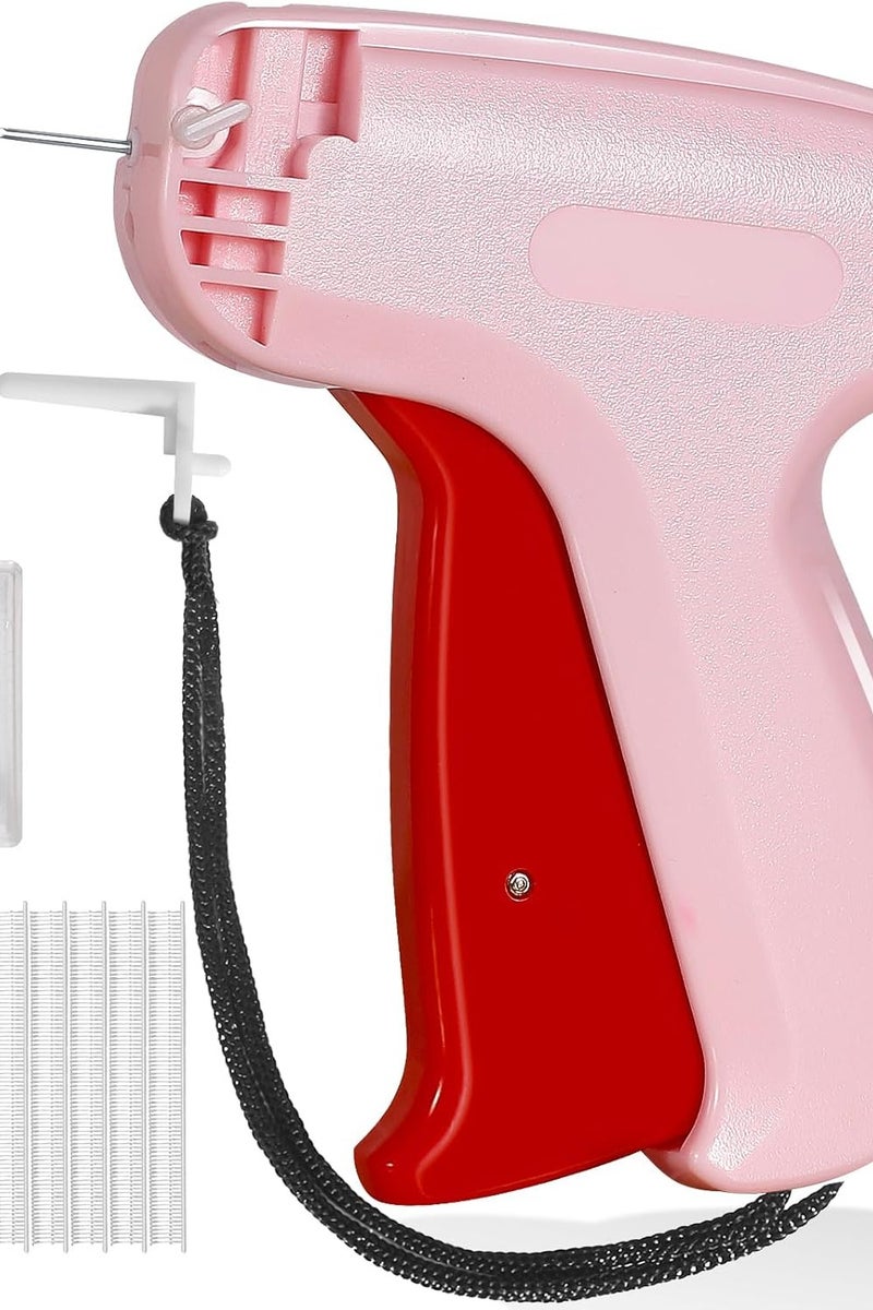 Fine Needle Gun Stitchy Quick Clothing Fastener, Mini Label Gun for Clothing with 6 Fine Needles and 1000 Fasteners, Mini Quick Adhesive Sewing Gun Hemming Tool (Pink) - Image 1