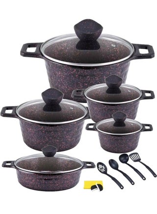 DESSINI 17-Pieces Granite Coated Cookware Set Includes 20, 24, 28, 32cm Casserole Pot with Lid, 32cm Shallow Casserole Pot and 7 Pieces Cooking Accessories - pzsku/ZCE10B636D34E76F3C95CZ/45/1742960206/e7586a19-df32-46fe-a31d-cf2fcec4b1e5