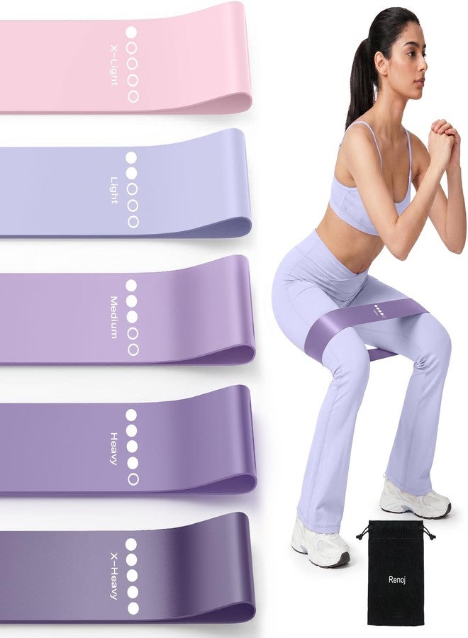 RenoJ Resistance Bands for Working Out, 5-Pack Elastic Loop Exercise Bands for Strength Training Stretching, Home Gym Equipment for Pilates Yoga Physical Therapy, Leg Glute Arm Workout Kit for Women Men - Image 1