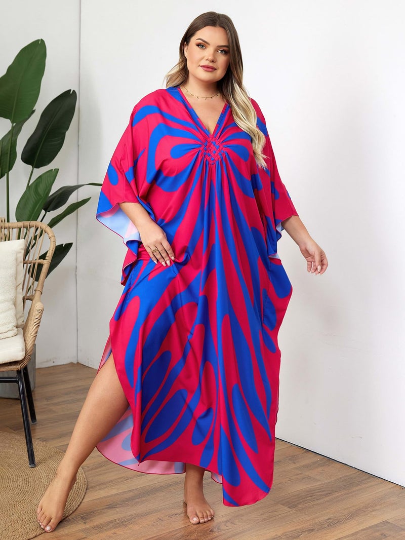 KEYLORTING Kaftan Dress for Women - Plus Size Caftan Maxi Beach Dress Moo Moos Loungewear, Swimsuit Cover Up for Beach, Pool or Vacation - Image 5