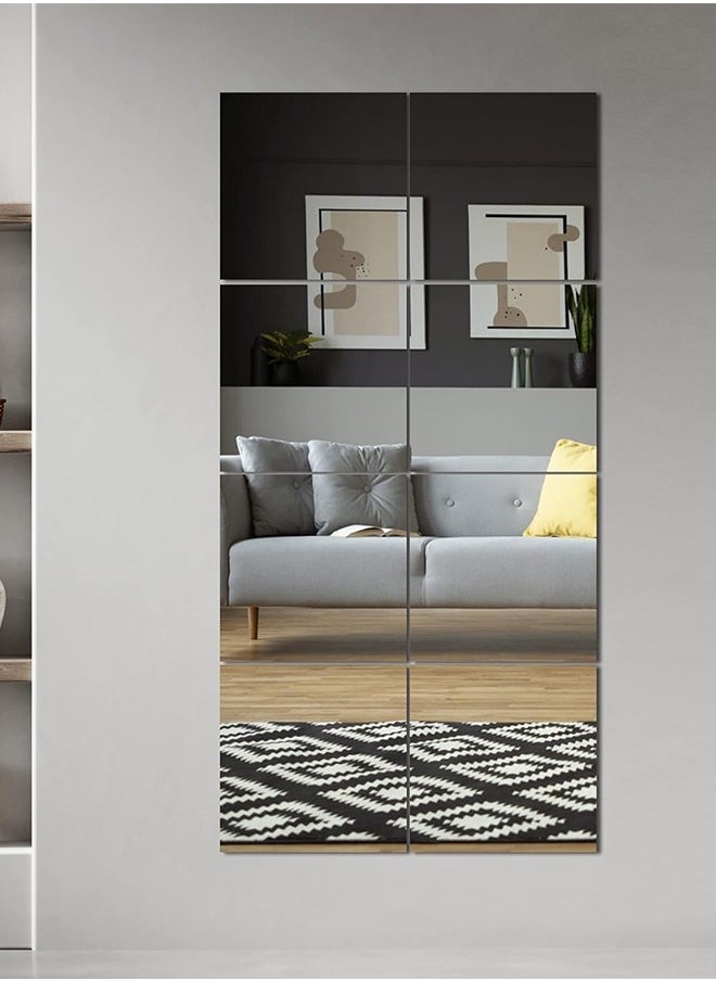 JCB CHIC - Full Length Wall Mirror, 8PCS Self Adhesive Wall Mounted Square Mirror Tiles, Frameless Mirror set for Home Office Bedroom Living Room Bathroom Door Gym (30 * 30cm) - Image 1