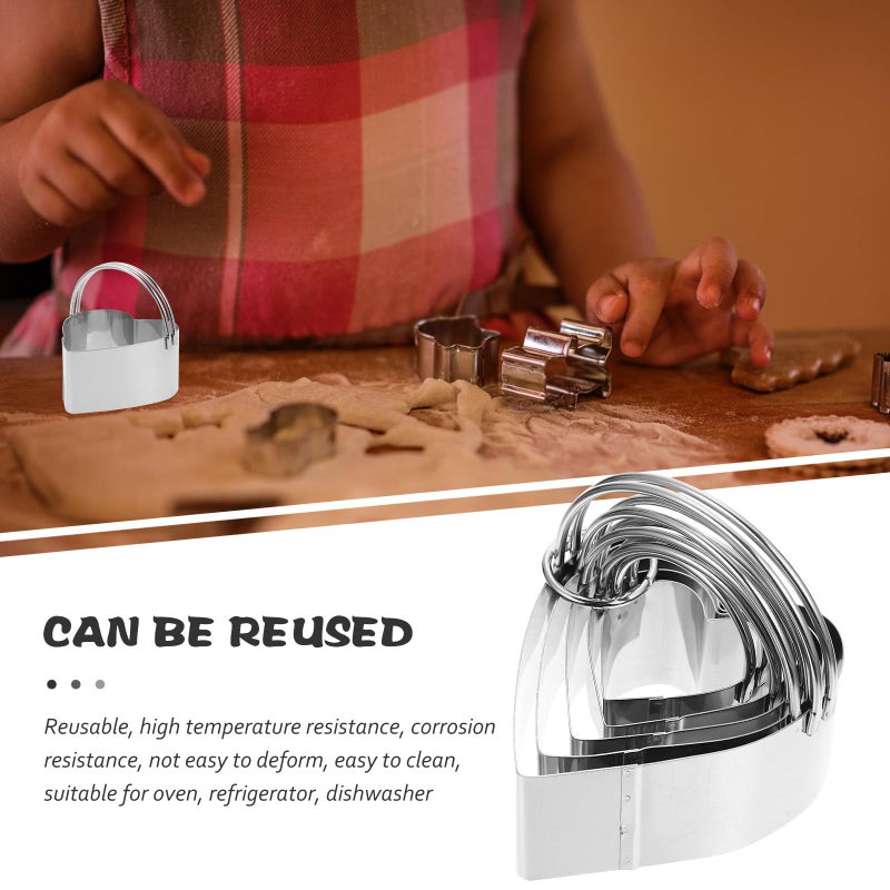 5Pcs Stainless Steel Heart Mousse Ring Set With Handle For Baking Cookie Cutter - Image 4