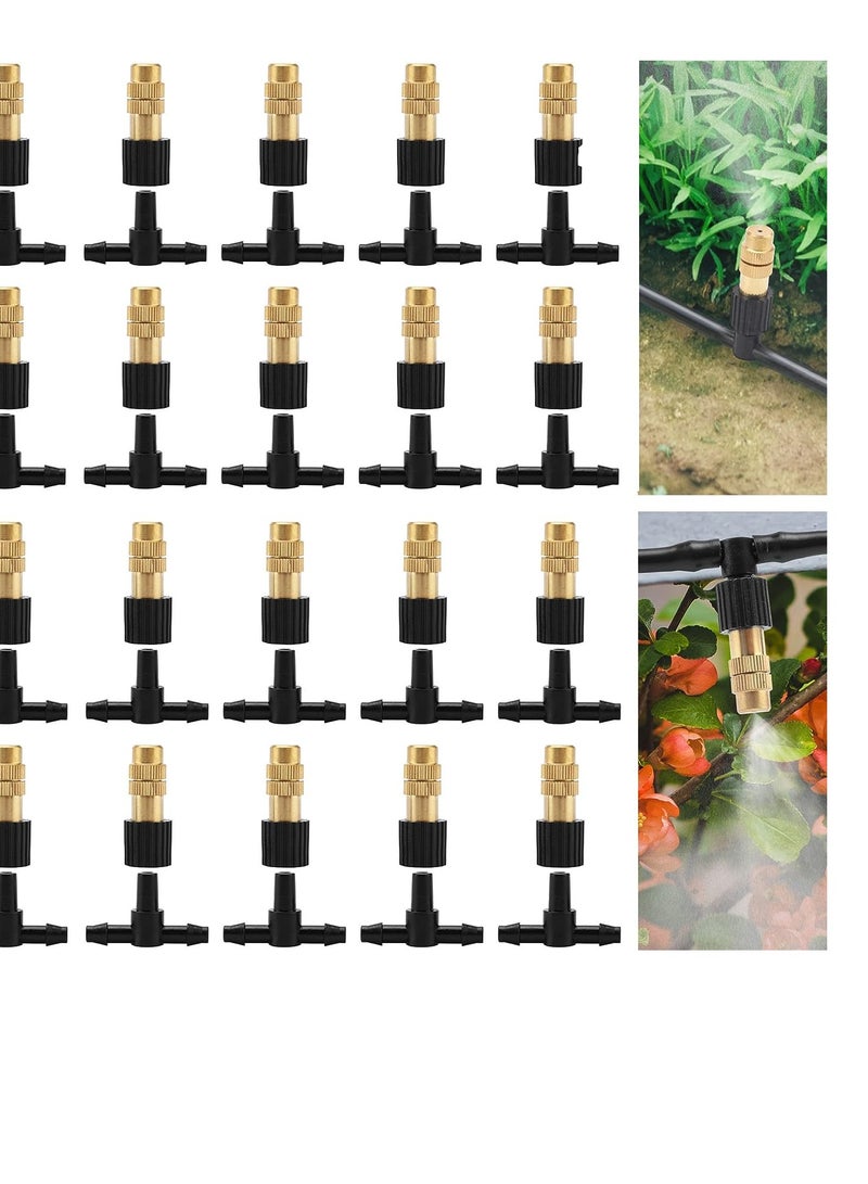 KASTWAVE Three-Way Atomizing Nozzle, with Drip Irrigation Connector for 1/4 inch Drip Irrigation Tubing, Adjustable Sprinkler Drip Irrigation Mister Kit, for Outdoor Cooling System,  Irrigation, 20Pcs - Image 1