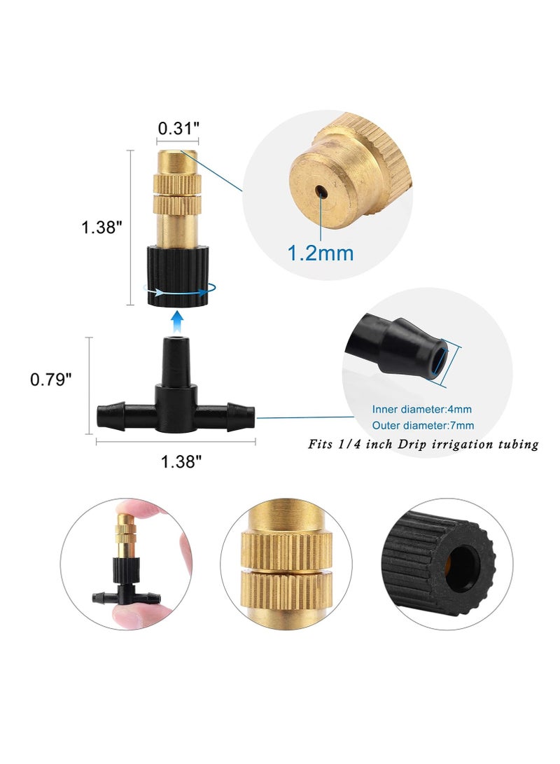 KASTWAVE Three-Way Atomizing Nozzle, with Drip Irrigation Connector for 1/4 inch Drip Irrigation Tubing, Adjustable Sprinkler Drip Irrigation Mister Kit, for Outdoor Cooling System,  Irrigation, 20Pcs - Image 2