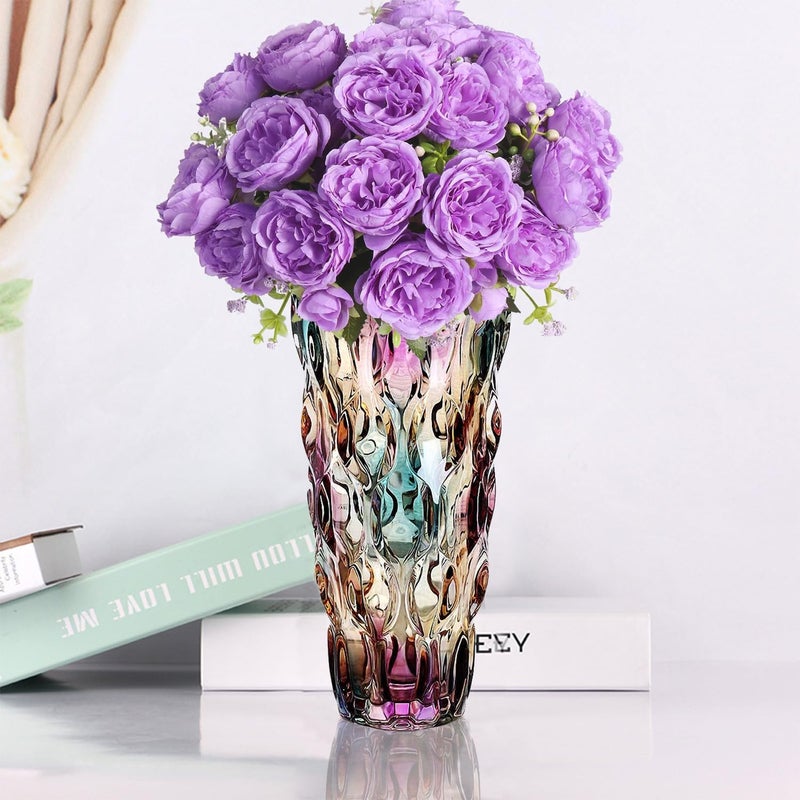 CEMABT مزهرية زجاجية للزهور، مزهريات حديثة بسماكة 3.4 رطل لمراكز الطاولات، مزهرية لديكور المنزل، كريستال، ملونة وواضحة، مزهريات كبيرة للورود هدايا عيد الميلاد (ثقيلة)  - Image 4