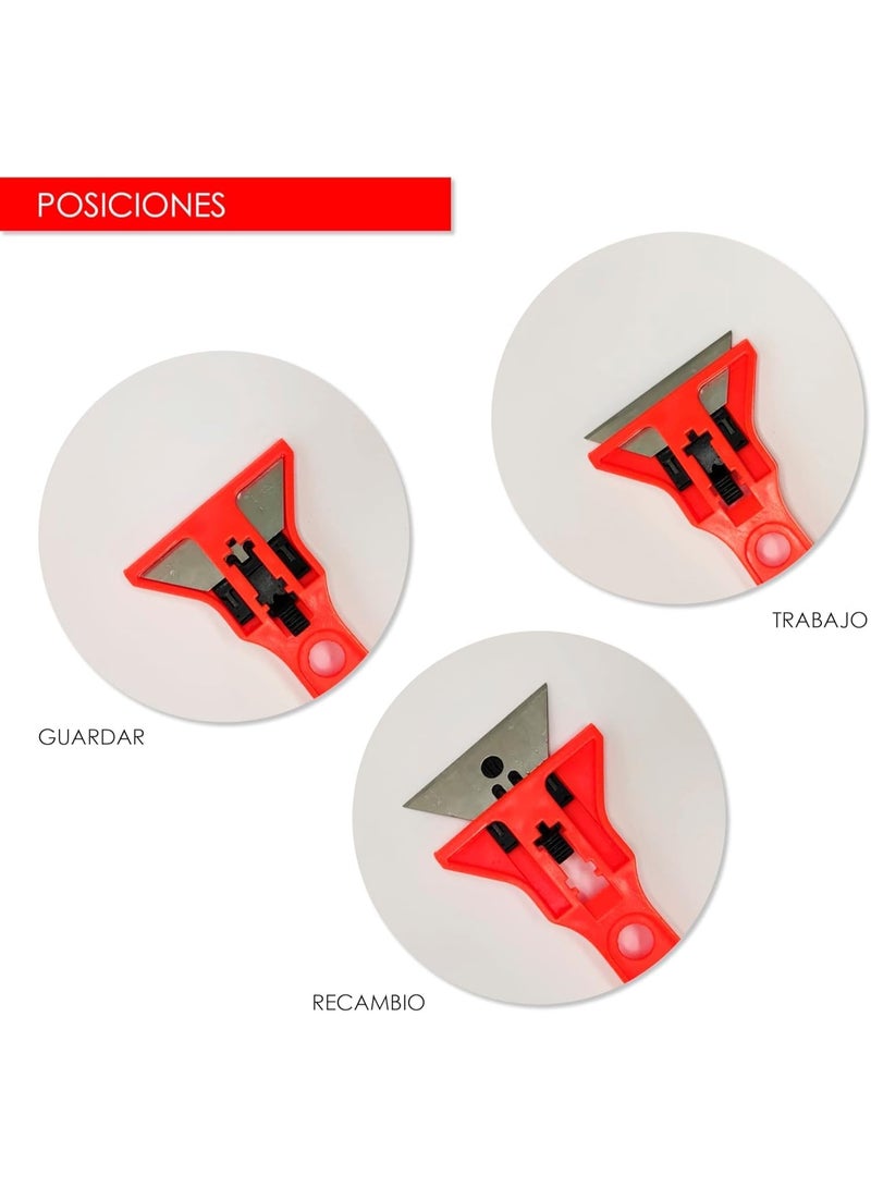 Emerald Glass Scraper Tool for Window, Double Edged Window Razor Blade Scraper, Long Handle CleaningTools for Paint, Sticker, Wallpaper, Floors, Red - Image 2