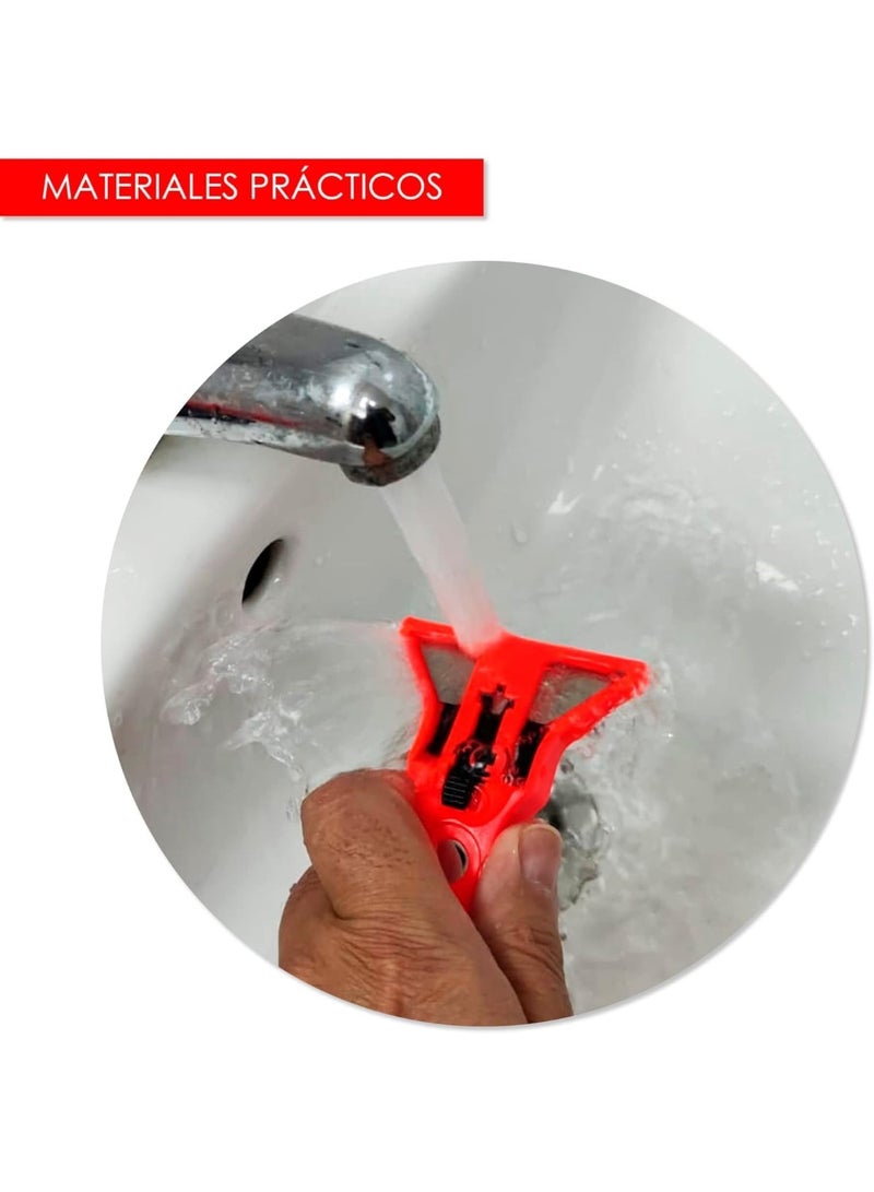 Emerald Glass Scraper Tool for Window, Double Edged Window Razor Blade Scraper, Long Handle CleaningTools for Paint, Sticker, Wallpaper, Floors, Red - Image 4