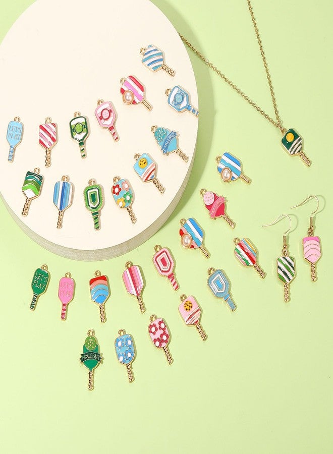 PHALIN 30PCS Pickleball Charms for Jewelry Making, Pickleball Necklace Bracelet Earrings Making Charms Bulk, Enamel Paddle Pendant Charm for DIY Pickleballs Accessories Crafts Jewelry Gifts - Image 5