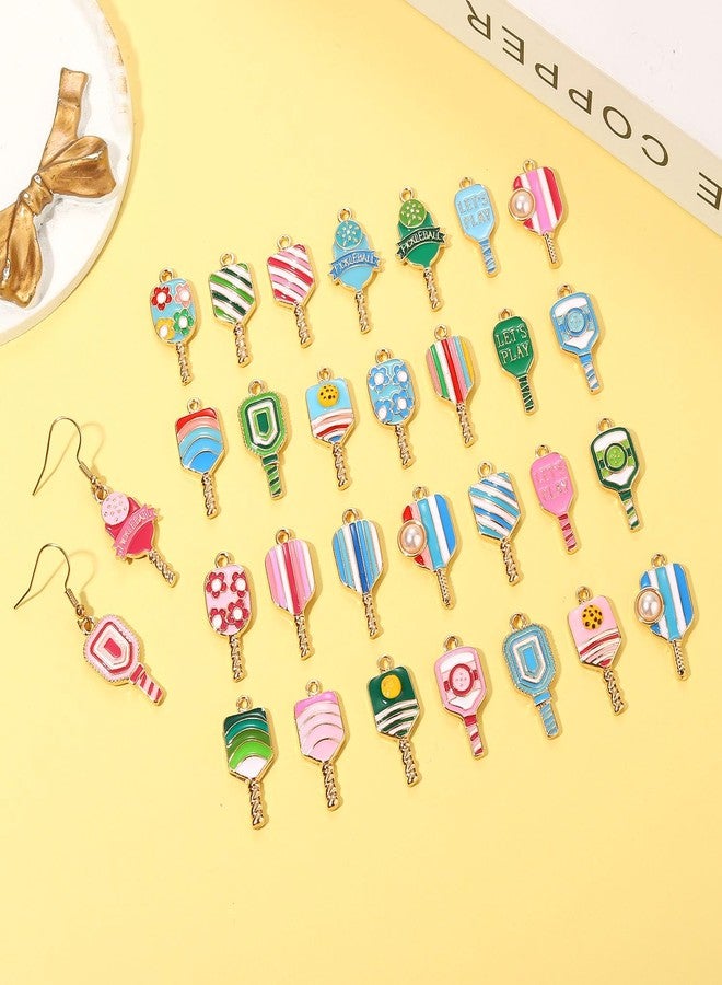 PHALIN 30PCS Pickleball Charms for Jewelry Making, Pickleball Necklace Bracelet Earrings Making Charms Bulk, Enamel Paddle Pendant Charm for DIY Pickleballs Accessories Crafts Jewelry Gifts - Image 3