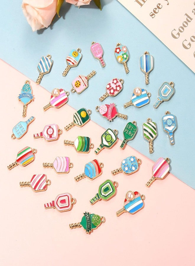 PHALIN 30PCS Pickleball Charms for Jewelry Making, Pickleball Necklace Bracelet Earrings Making Charms Bulk, Enamel Paddle Pendant Charm for DIY Pickleballs Accessories Crafts Jewelry Gifts - Image 2