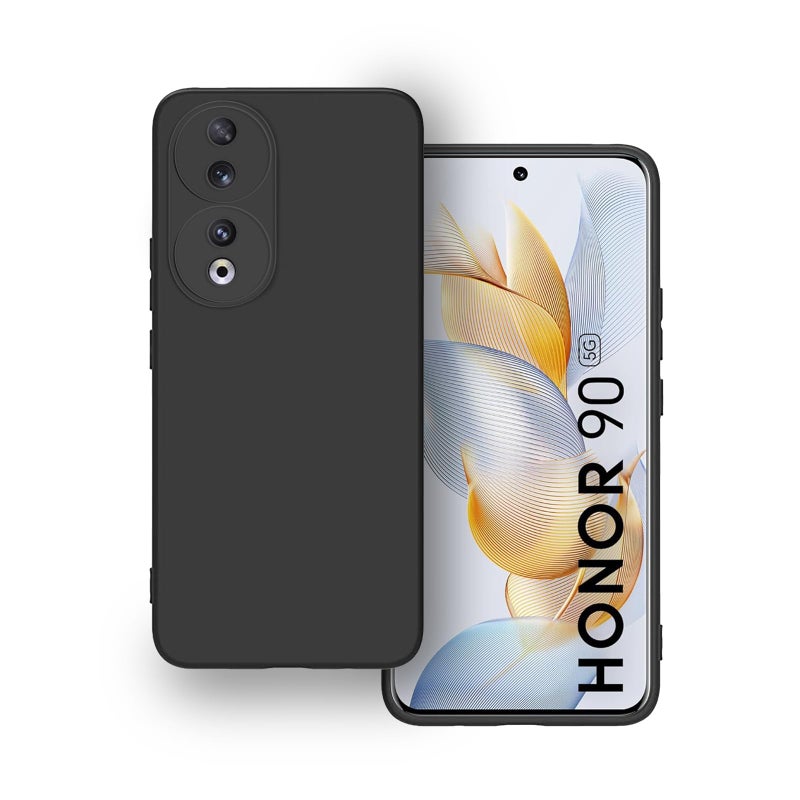 Plus Protection Matte Finished Back Cover Case for Honor 90 5G | Rubberized TPU | Slim Thin Soft Matte Flexible Matte Touch Shockproof - Matte Black - Image 5