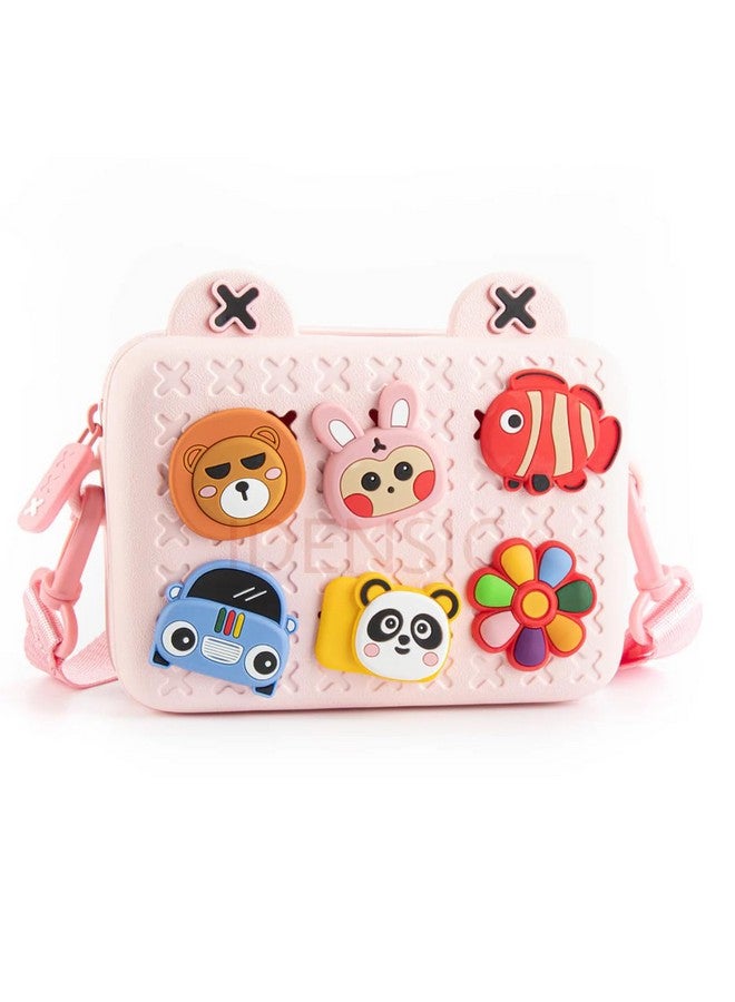IDENSIC Soft Silicone Crossbody Bag For Children Shoulder Bag Purse Stationery Storage Bag Handbag Sweet Birthday Gift For Kids Children Students Girls (Pink) - Image 1