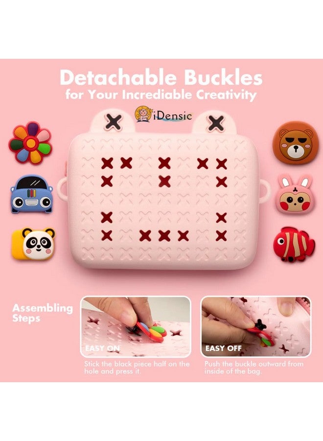 IDENSIC Soft Silicone Crossbody Bag For Children Shoulder Bag Purse Stationery Storage Bag Handbag Sweet Birthday Gift For Kids Children Students Girls (Pink) - Image 2