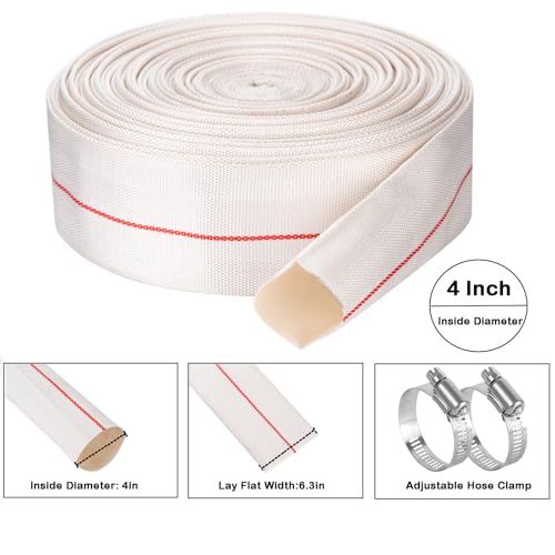 Eastrans 4IN x 65.6FT Pool Backwash Hose,Heavy Duty Flat Discharge Hose,Drain Hoses for Swimming Pool,Pool Filter Hose with 2 Clamps,Weather and Burst Resistant - Image 5