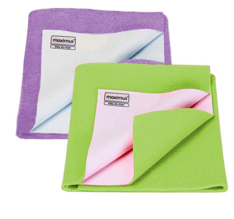 THE MAXIMUS Maximus Baby Dry Sheet | Waterproof Bed Protector | Dry Mats | Buy 1 & Get 1 Free | 250 GSM (Medium, Lilac | F Green) - Image 1
