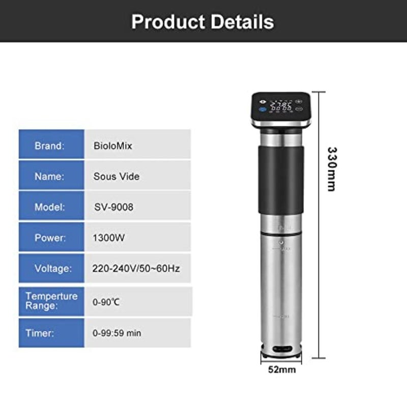 الجيل الخامس من الفولاذ المقاوم للصدأ واي فاي Sous Vide Cooker IPX7 مقاوم للماء الغمر الحراري جهاز التحكم الذكي في التطبيقات، 9008 - Image 3