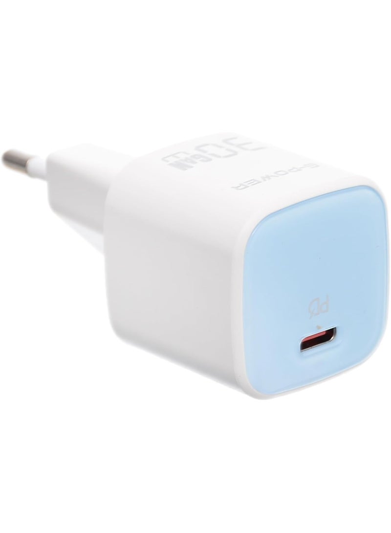 جي باور شاحن سريع G-Power GP-C28 بقوة 30 واط بمنفذ USB-C واحد، متوافق مع أجهزة iPhone 14/14 Plus/14 Pro/14 Pro Max/13، وGalaxy، وPixel 4/3، وiPad - أبيض/أزرق - Image 4