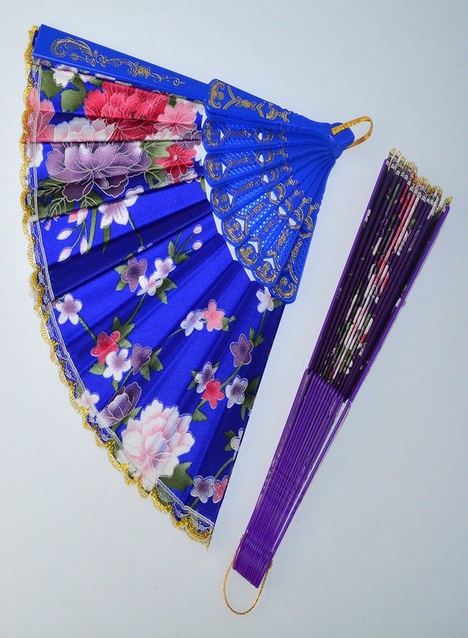 Tayfremn 10pcs Floral Folding Hand Fan Flower Pattern Gold Side Lace Handheld Folding Fans Women Hand Folding Fans Vintage Retro Style Folding Fan - Image 5