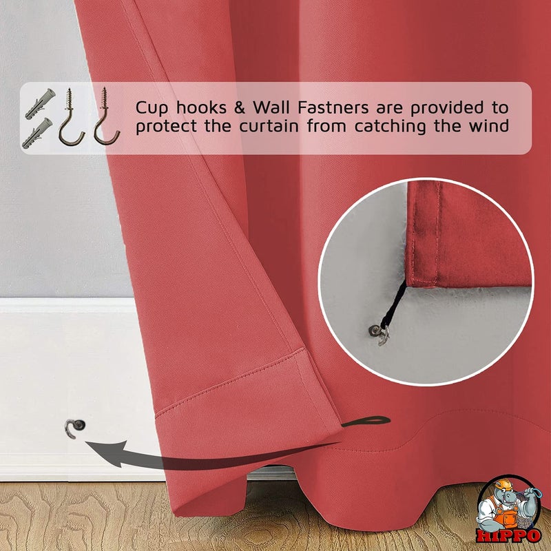 HIPPO - Polyester Waterproof Curtains Rain Vision Blockage with Loops Ideal for All Weather Conditions Outdoor Balcony WR MarsalaRed 4.5FTX4FT Pack of 2 - Image 4