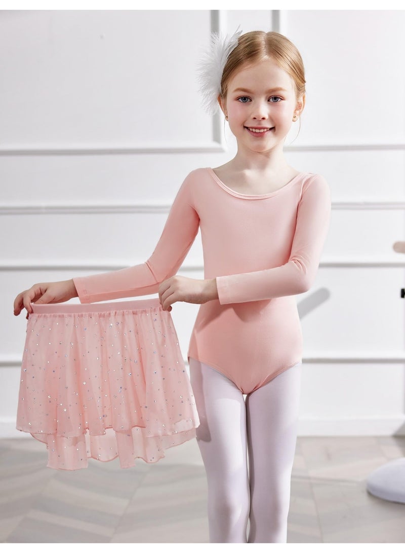 NajmStyle Girls Ballet Leotards Toddler Long Sleeve Crisscross Back Dance Dress Outfit with Removable Shiny Skirt Combo - Image 4