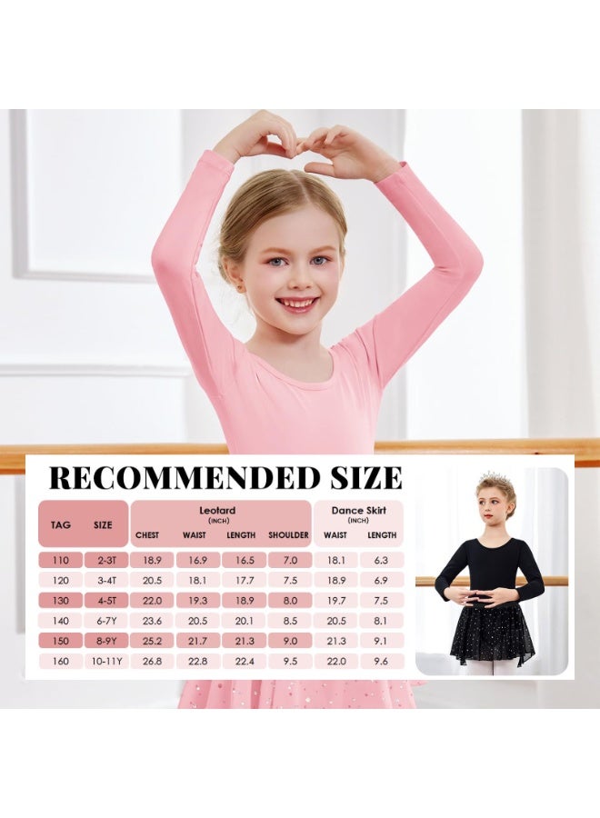 NajmStyle Girls Ballet Leotards Toddler Long Sleeve Crisscross Back Dance Dress Outfit with Removable Shiny Skirt Combo - Image 3