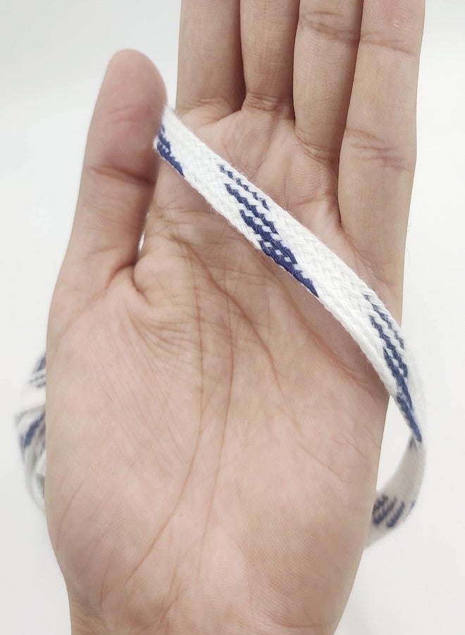 BOBBINY خيوط دوري مسطحة من بوبيني | نادا (25 متراً) خيوط قطنية نقية 100% للفساتين الهندية التقليدية، والبيجامات، واللينغا، والساري، والتنانير الداخلية، والسالوار، والباتيالا، والشوديدار (مزيج أبيض وأزرق) - Image 4