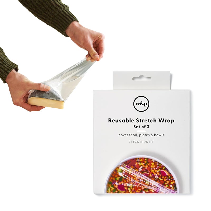 WP W&P Reusable Silicone Stretch Wrap, 1 Box with 3 Wraps (7x8, 10x11, 13x14), Oven, Dishwasher, Microwave & Freezer Safe, BPA Free - Image 1