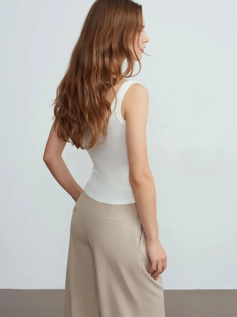 ديلفين Dilvin Ribbed Crop Cami Blouse
