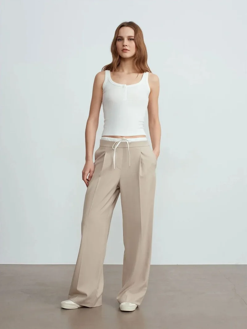 ديلفين DILVIN Ribbed Crop Cami Blouse