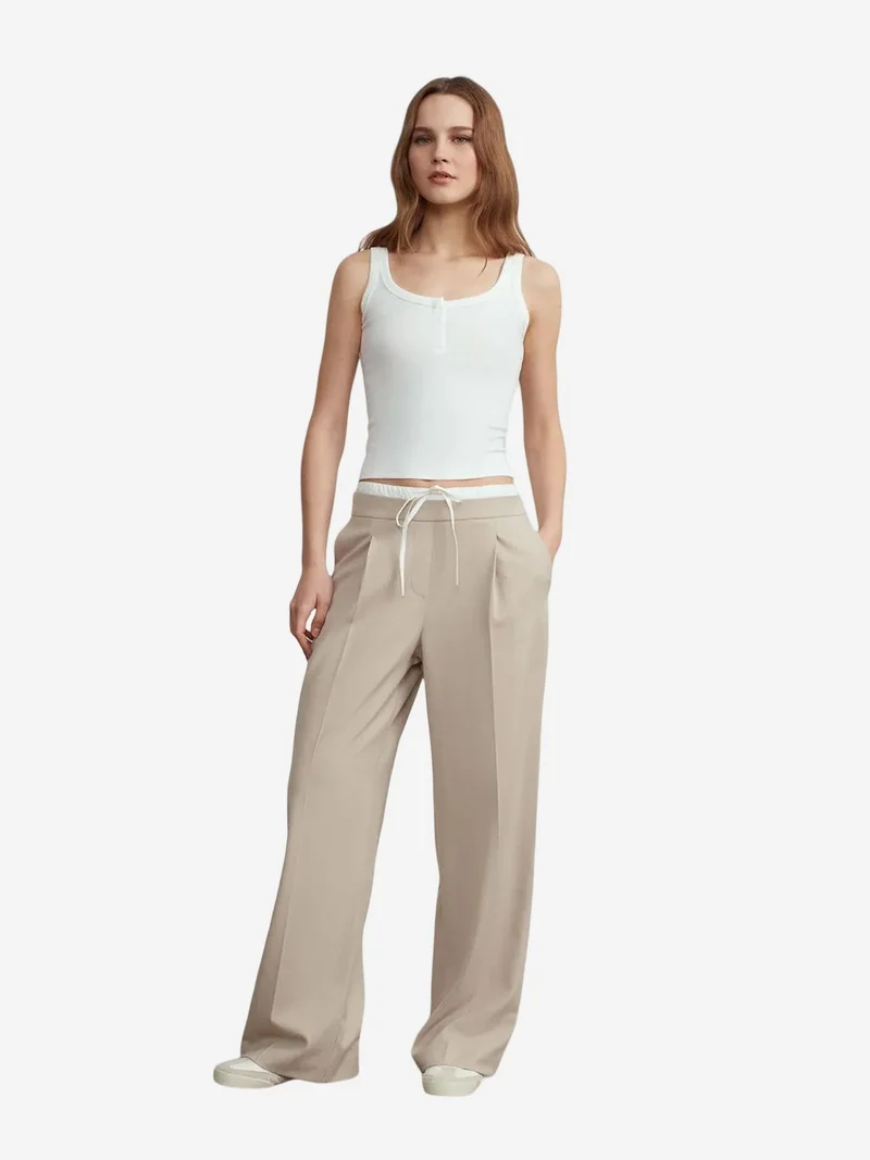 Dilvin DILVIN Ribbed Crop Cami Blouse