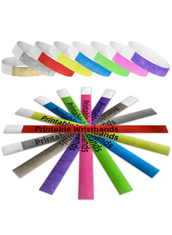 MR-LABEL 800 Ct. ¾" Tyvek Printable Paper Wristbands For Inkjet Printer Only Waterproof And Tearresistant Ticket Bands Id Arm Bands For Party | Concert | Event | Club Vip| Festival 8 Colors - Image 1