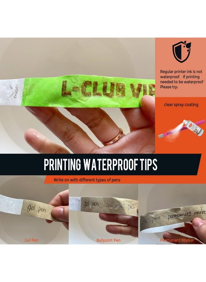 MR-LABEL 800 Ct. ¾" Tyvek Printable Paper Wristbands For Inkjet Printer Only Waterproof And Tearresistant Ticket Bands Id Arm Bands For Party | Concert | Event | Club Vip| Festival 8 Colors - Image 5