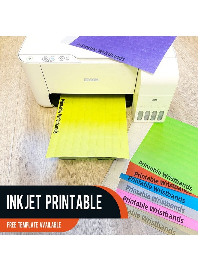 MR-LABEL 800 Ct. ¾" Tyvek Printable Paper Wristbands For Inkjet Printer Only Waterproof And Tearresistant Ticket Bands Id Arm Bands For Party | Concert | Event | Club Vip| Festival 8 Colors - Image 2