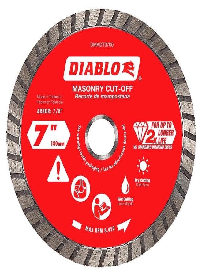 Diablo Diamond Turbo Masonry Cut-Off Disc - Ideal for Cutting Concrete, Brick, and Cinder Block - 7" Diameter, 0.09" Kerf, 8450 Max RPM - DMADT0700 - Image 5