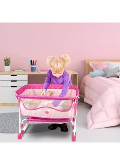 Anivia Doll Bed Furniture 2 Function Toy, Doll Bed And Doll Swings Together For 18 Inches Baby Dolls, Baby Doll Crib With Bottom (Dp601Pink)  - Image 2